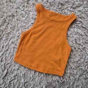 ☆5/$15☆Wild Fable Ribbed Orange Cropped Tank Top | XXS | High Neck